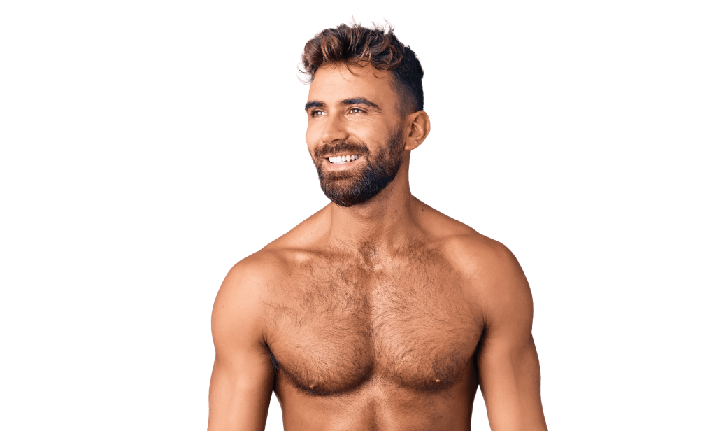 Male-identifying shirtless caucasian (image)